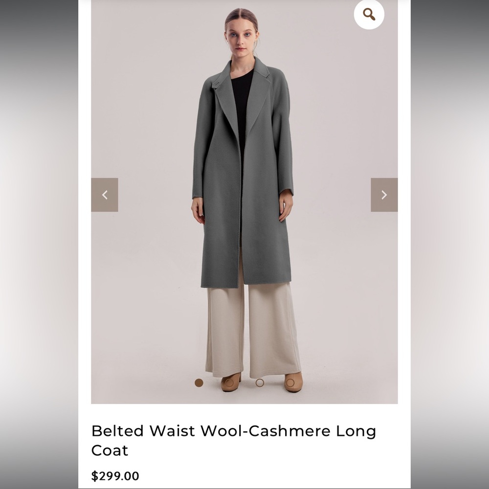 Gentle Hers Belted Waist Wool-Cashmere Long Coat in NAVY size small